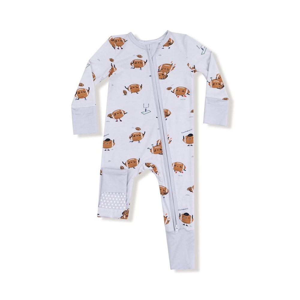 Angel Dear Light Gray Baby Onesie with Footballs Playing Football Design: 0-3 mo